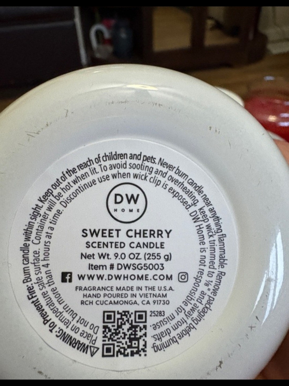 DW Home Sweet Cherry Candle Single Wick - Picture 3 of 3